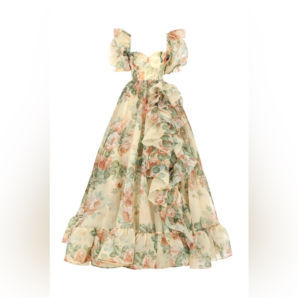 Selkie Collections Butter Rose in Bloom Bridal Gown with Foldable Train S - Picture 3 of 14